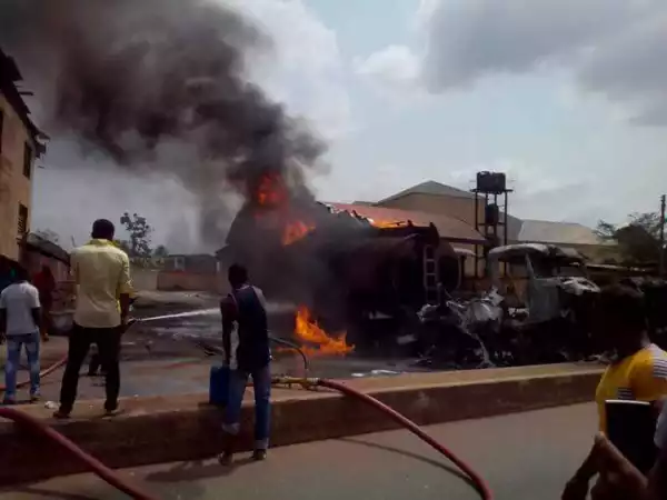 Petrol Station Worth Millions Of Naira Goes Up In Flames In Owerri